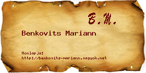 Benkovits Mariann névjegykártya
